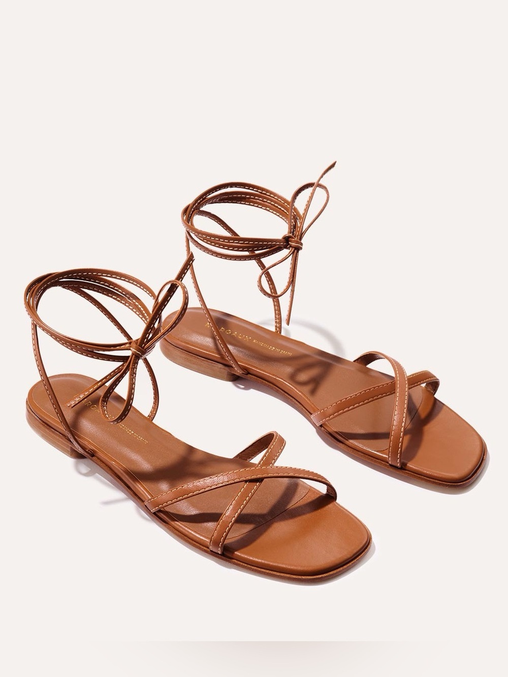 MARGAUX the wrap sandal saddle nappa core tan brown leather open toe gladiator